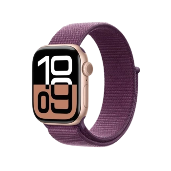 Apple Watch Series 10 GPS 46mm Rose Gold Aluminium Case+Plum SportLoop MWWV3
