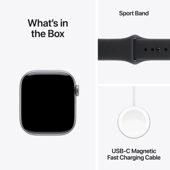 Apple Watch Series 11 GPS 42mm Space Grey Aluminium Case with Black Sport Band - M/L,Model A3331