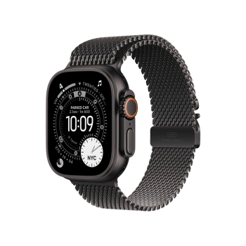 Apple Watch Ultra 3 49mm BlackTitanium Case+Black Titanium Milanese Loop MF1N4 S/M
