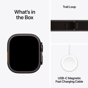 Apple Watch Ultra 3 Cellular 49mm Black Titanium Case with Black/Charcoal Trail Loop - M/L