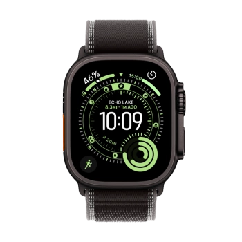 Apple Watch Ultra 3 Cellular 49mm Black Titanium Case with Black/Charcoal Trail Loop - M/L