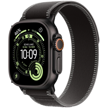 Apple Watch Ultra 3 Cellular 49mm Black Titanium Case with Black/Charcoal Trail Loop - M/L