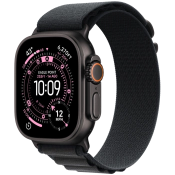 Apple Watch Ultra 3 Cellular 49mm Black Titanium Case with Black Titanium Milanese Loop - Medium