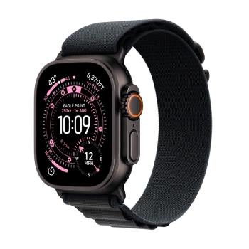 Apple Watch Ultra 3 Cellular 49mm Black Titanium Case with Black Titanium Milanese Loop - Medium