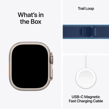 Apple Watch Ultra 3 Cellular 49mm Natural Titanium Case with Blue/Bright Blue Trail Loop - M/L