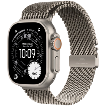 Apple Watch Ultra 3 Cellular 49mm Natural Titanium Case with Natural Titanium Milanese Loop - Large