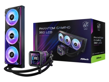 ASROCK 360 A-RGB LCD AIOLiquid Cooler, Phantom Gaming3.4" LCD, 1851, 1700, AM4, AM5