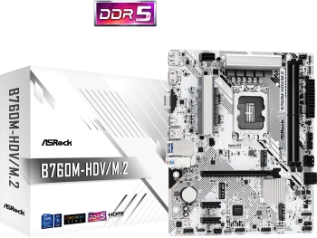 ASROCK MB B760-HDV/M.2B760, LGA1700, 2xDDR5, 2xM.24xSATA,RAID,HDMI,DP,VGA,MicroATX, White