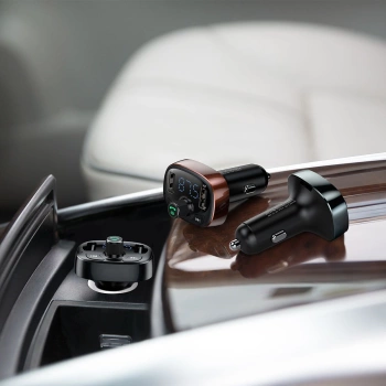 Auto punjač BASEUS 2 x USB A + transmitter FM BT 3,4A S-09 black