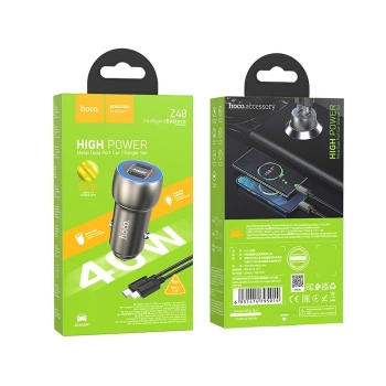 Auto punjač HOCO 2 x Type C + Type C to Lightning PD QC3.0 3A 40W Z48