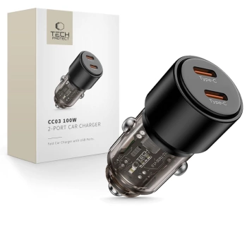 Auto punjač Tech-Protect CC03 USB-C 2-port PD100W