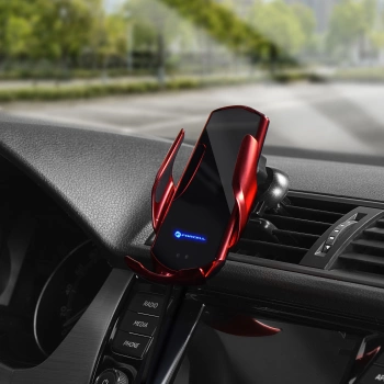 Autodržač Forcell sa wireless charging + automatic sensor HS1 15W crveni