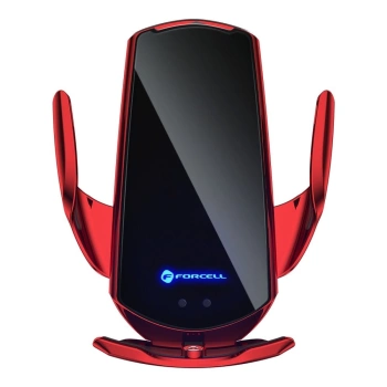 Autodržač Forcell sa wireless charging + automatic sensor HS1 15W crveni