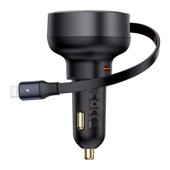 Autopunjač Baseus Type C + Light kabl PD3.0 QC4.0 3A 55W crni