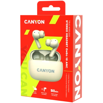 CANYON headset OnGo TWS-10 ANC+ENC Beige