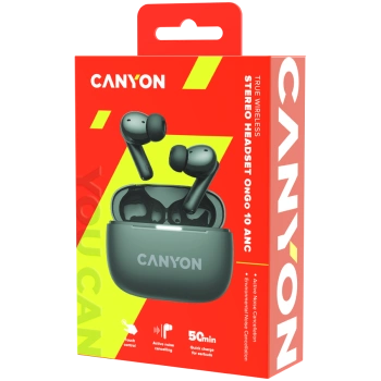 CANYON headset OnGo TWS-10 ANC+ENC Grey