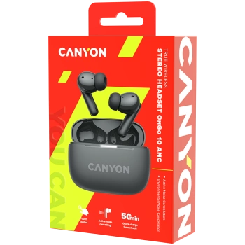CANYON headset OnGo TWS-10 ANC+ENC Grey