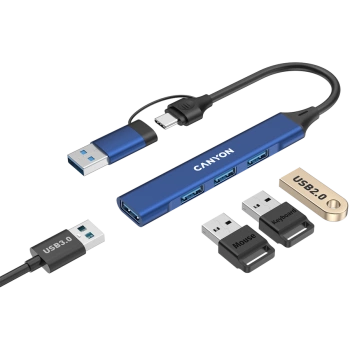CANYON hub DS-02 4in1 USB-A/C Blue