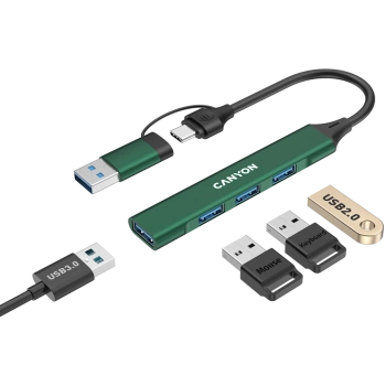 CANYON hub DS-02 4in1 USB-A/C Green
