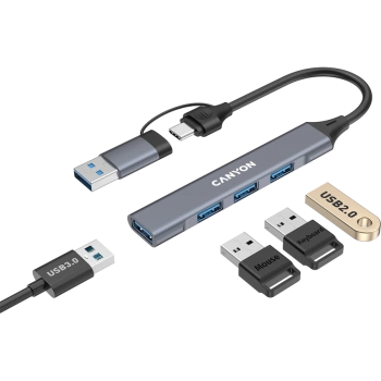 CANYON hub DS-02 4in1 USB-A/C Grey