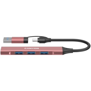 CANYON hub DS-02 4in1 USB-A/C Pink