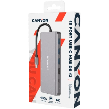 CANYON hub DS-12 13in1 4k USB-C Dark Grey