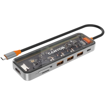 CANYON hub DS-13 7in1 4k USB-C Transparent Space Grey