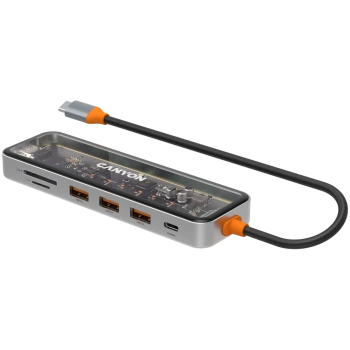 CANYON hub DS-13 7in1 4k USB-C Transparent Space Grey