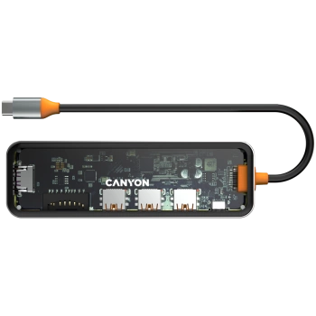 CANYON hub DS-13 7in1 4k USB-C Transparent Space Grey