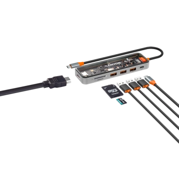 CANYON hub DS-13 7in1 4k USB-C Transparent Space Grey