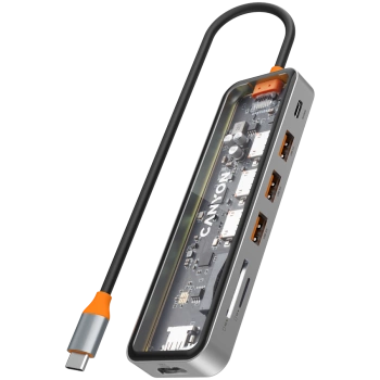 CANYON hub DS-13 7in1 4k USB-C Transparent Space Grey