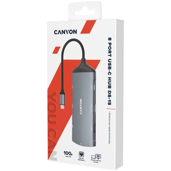 CANYON hub DS-15 8in1 4k USB-C Dark Grey