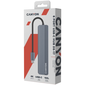 CANYON hub DS-17 6in1 4k USB-C Grey