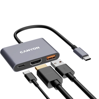 CANYON hub DS-4 3in1 USB-C Grey