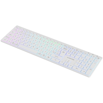 CANYON keyboard HKB-W11 UK/US RGB Dual Mode Wireless White