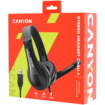CANYON PC headset СHSC-1 PC Mic Flat 2m Black