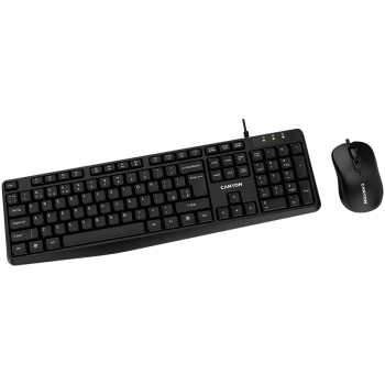 CANYON USB standard KB, water resistant AD layout bundle with optical 3D wired mice 1000DPI black