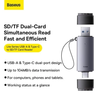 Čitač kartica Baseus Lite Series USB-A/USB-C 3.0 SD/TF Card Reader