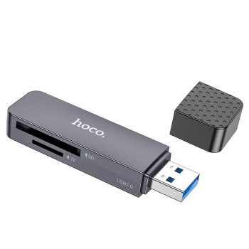 Čitač kartica HOCO 2in1 USB A 3.0 HB45 metal gray