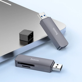Čitač kartica HOCO 2in1 USB A 3.0 HB45 metal gray