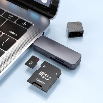 Čitač kartica HOCO 2in1 USB A 3.0 HB45 metal gray