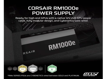 Corsair PSU 1000W RM1000eGold, Fully Modular, 12V-2x66xSATA, 3xPCIe, ATX 3.1, PCIe 5.1