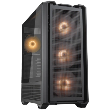 COUGAR | MX600 Black | PC Case | Mid Tower / Mesh Front Panel / 3 x 140mm + 1 x 120mm Fans / Transparent Left Panel