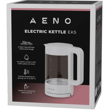 Electric Kettle, white, 220-240V, 1850-2200W, 1.7L, Keep warm 30 min, 40,60,80,90,100, console in Handle