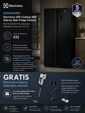 Frižider ELECTROLUX EAT6ME53E0 + GRATIS usisivač