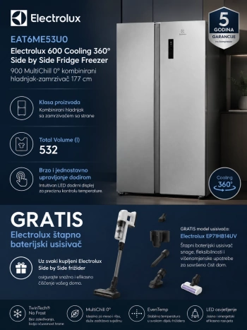 Frižider ELECTROLUX EAT6ME53U0 + GRATIS usisivač