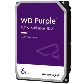 HDD Video Surveillance WD Purple 6TB CMR, 3.5'', 256MB, SATA 6Gbps, TBW: 180