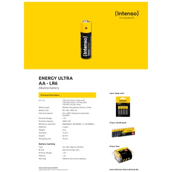 (Intenso) Baterija alkalna, AA LR6/4, 1,5 V, blister 4 kom