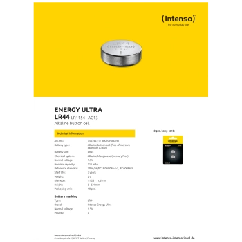 (Intenso) Baterija alkalna LR44/2, 1,5 V dugmasta, blister 2 kom