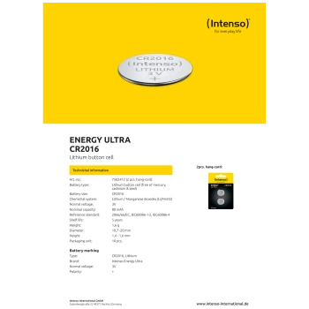 (Intenso) Baterija litijska, CR2016/2, 3 V, dugmasta,  blister  2 kom